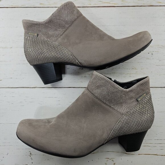 Mephisto Michaela Boots Womens‎ 9 Casual Ankle Bootie Taupe Leather Bucksoft Zip - Picture 2 of 13